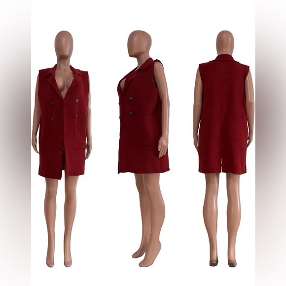 Women's Sleeveless Long Sweater Vest Open Front Knit with Pockets NWOT - Picture 3 of 5